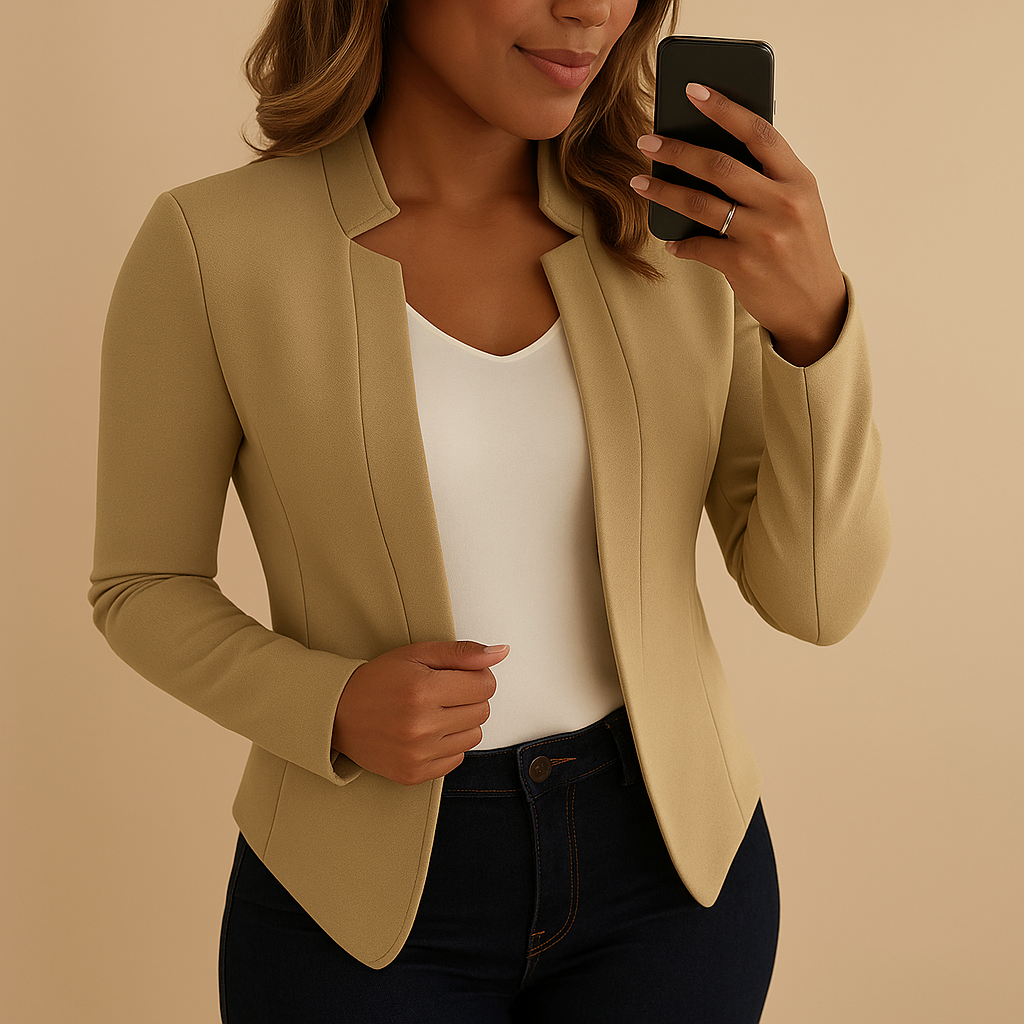 Lightweight blazer for women with regular fit, hip length and lapel collar, ideal for spring and summer business or casual outfits.