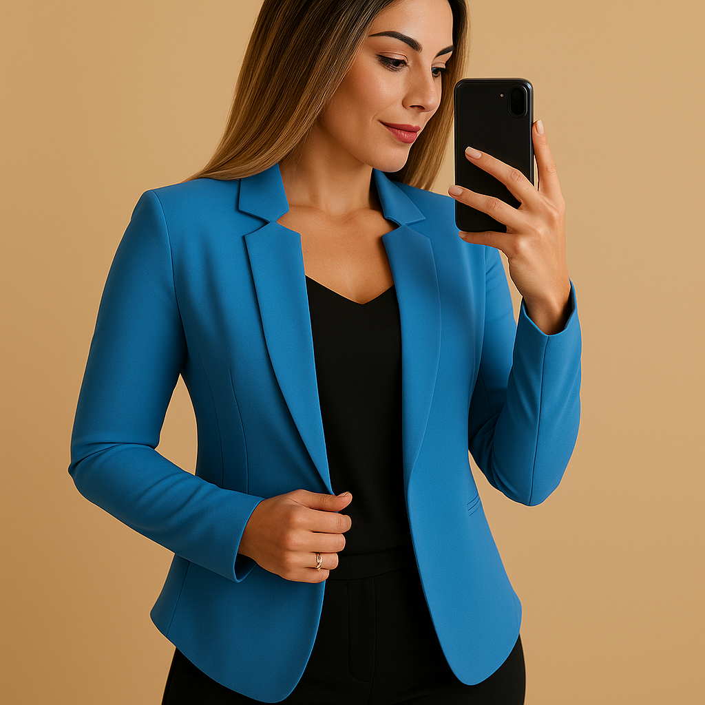 Lightweight blazer for women with regular fit, hip length and lapel collar, ideal for spring and summer business or casual outfits.