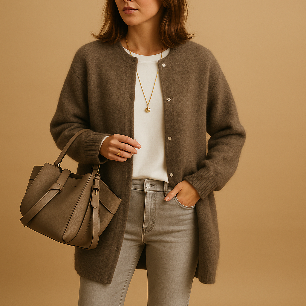Women’s lightweight knit cardigan with button closure, hip-length cut, and relaxed fit. Perfect for layering in every season, from office to casual.