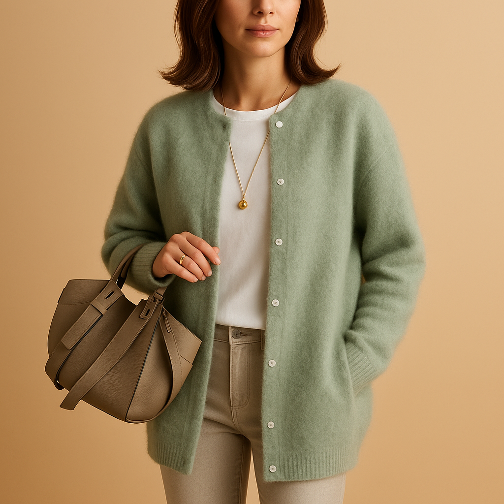 Women’s lightweight knit cardigan with button closure, hip-length cut, and relaxed fit. Perfect for layering in every season, from office to casual.
