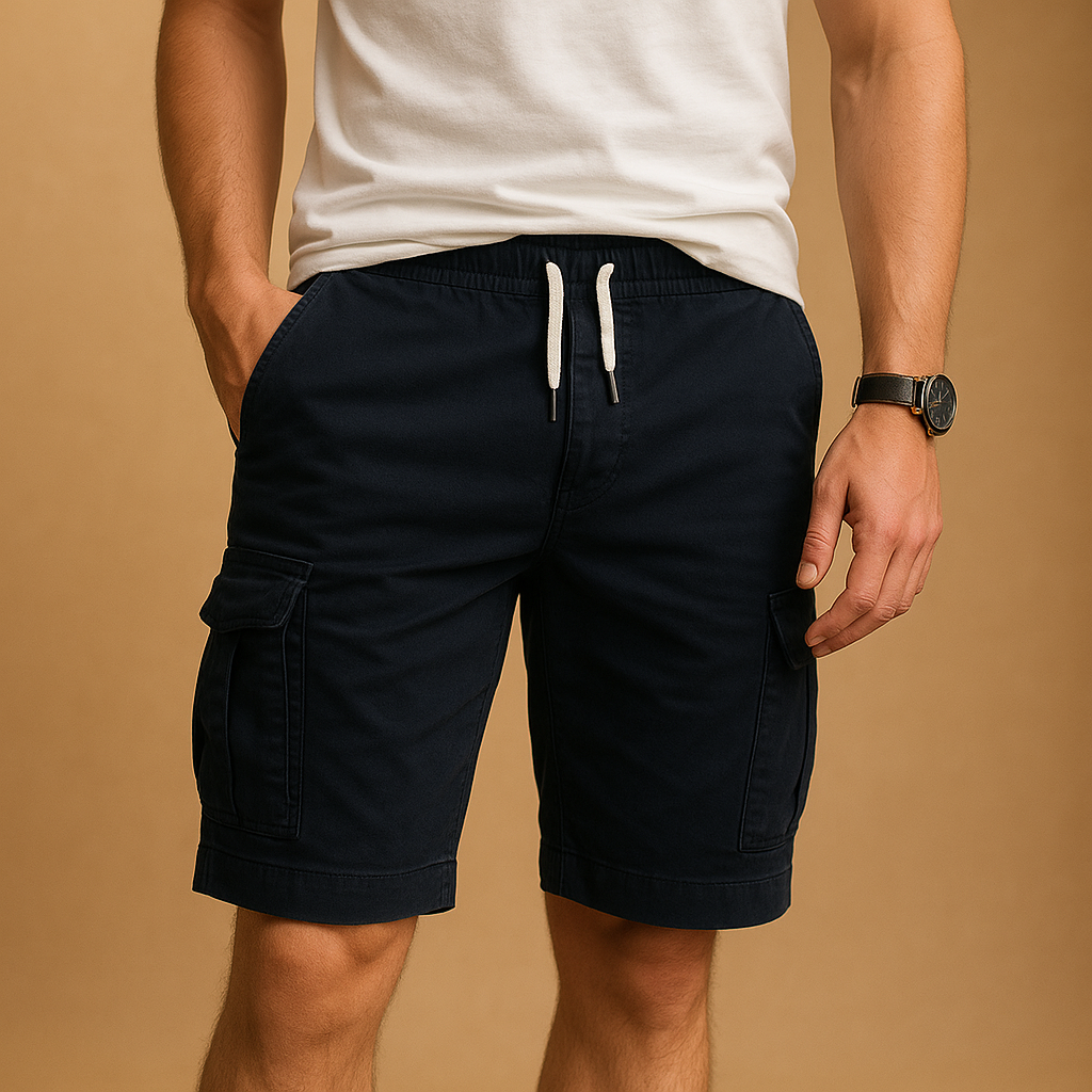 Men’s lightweight cargo shorts with elastic waistband, breathable fabric, and multiple pockets. Perfect for casual wear, outdoor activities, and summer comfort.