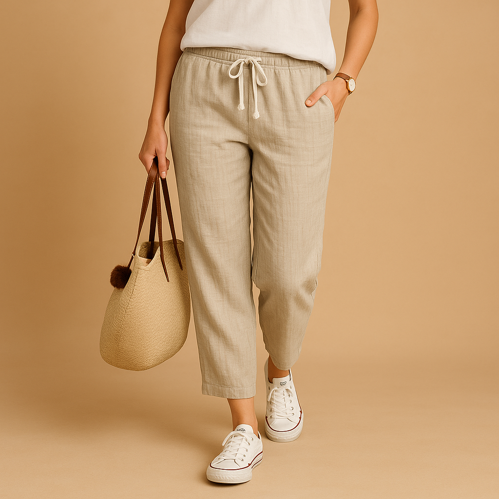 Women’s lightweight casual pants with breathable design and flexible fit, perfect for spring, travel, and everyday comfort.