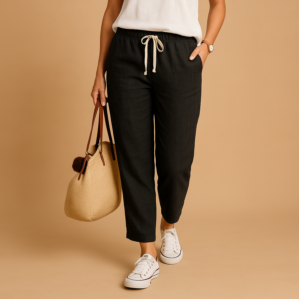 Women’s lightweight casual pants with breathable design and flexible fit, perfect for spring, travel, and everyday comfort.