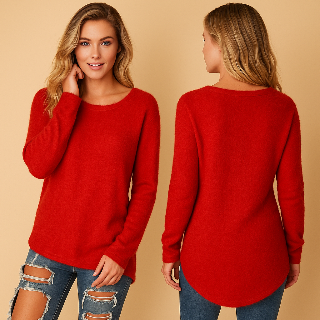Women’s lightweight knitted sweater with relaxed fit and crew neck, made from breathable cotton blend, ideal for layering in any season.