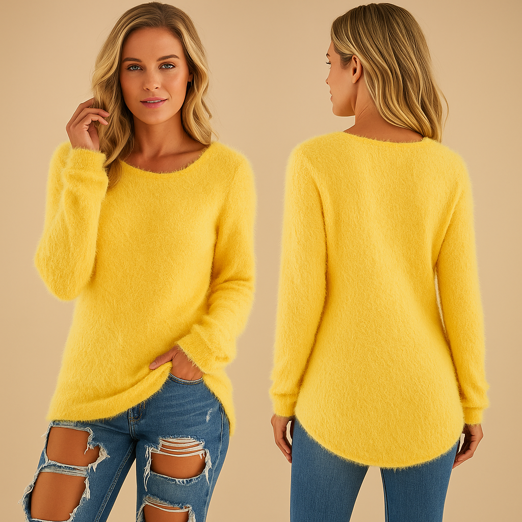 Women’s lightweight knitted sweater with relaxed fit and crew neck, made from breathable cotton blend, ideal for layering in any season.