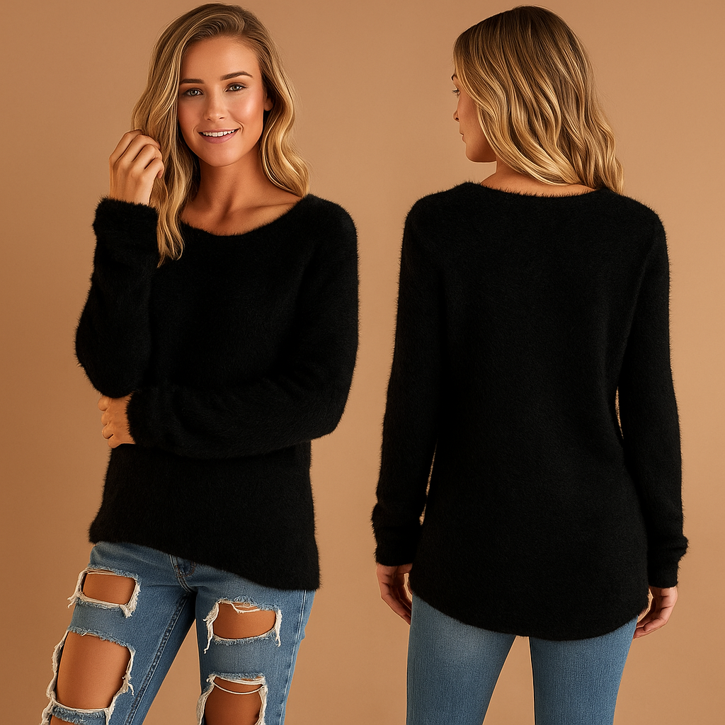 Women’s lightweight knitted sweater with relaxed fit and crew neck, made from breathable cotton blend, ideal for layering in any season.