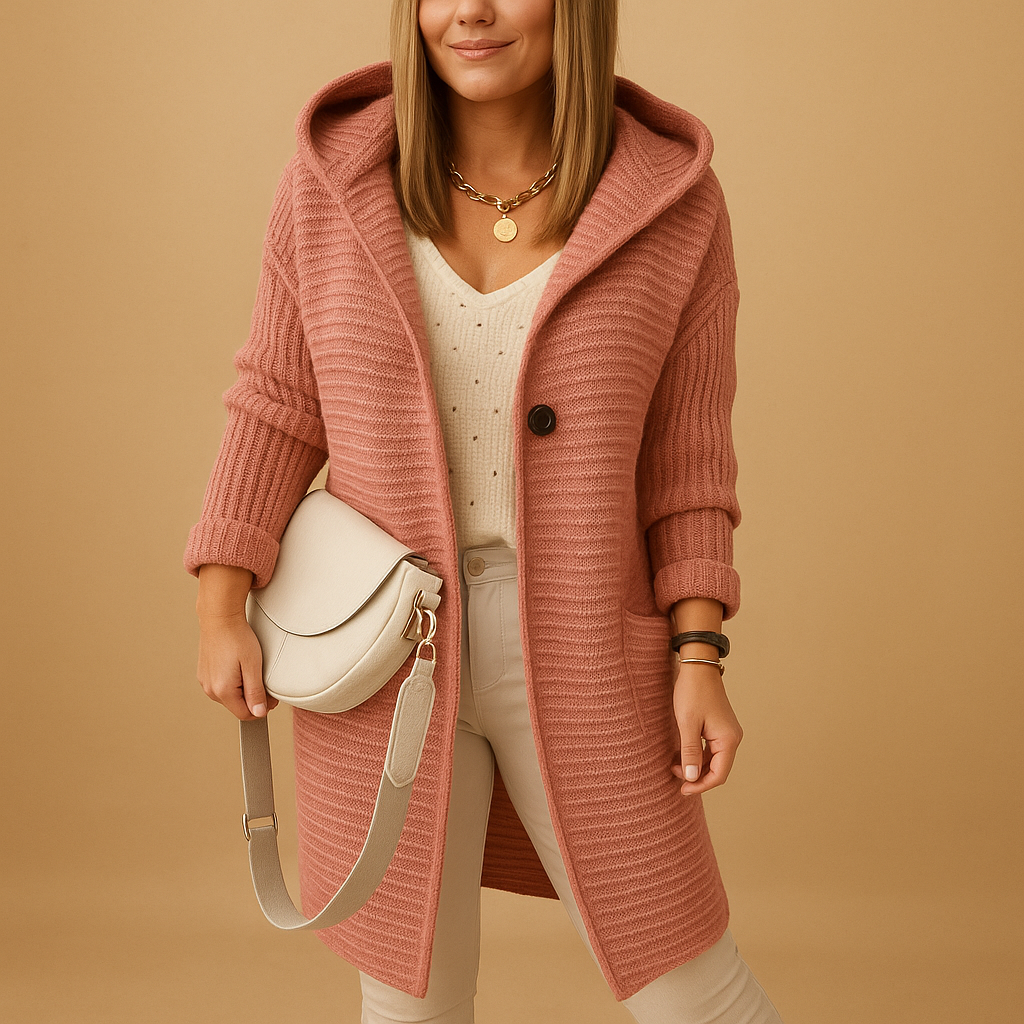 Lightweight open cardigan for women in a slightly oversized fit, made from soft breathable fabric, perfect for layering with dresses or jeans.
