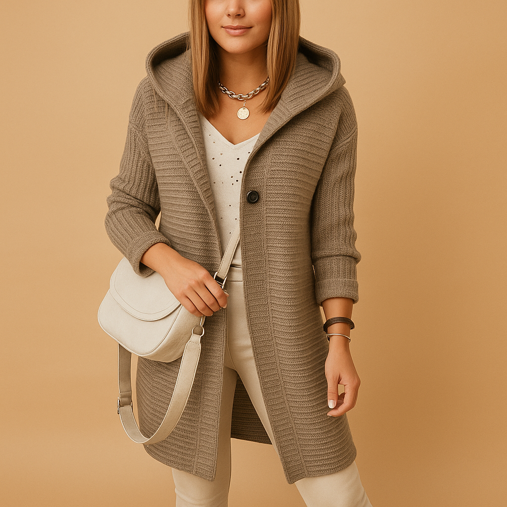 Lightweight open cardigan for women in a slightly oversized fit, made from soft breathable fabric, perfect for layering with dresses or jeans.