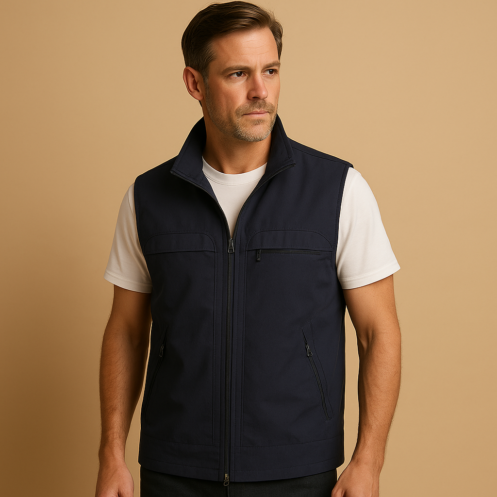 Men’s lightweight outdoor cardigan with breathable mesh design, short sleeves, and functional pockets, perfect for hiking, fishing, and camping.