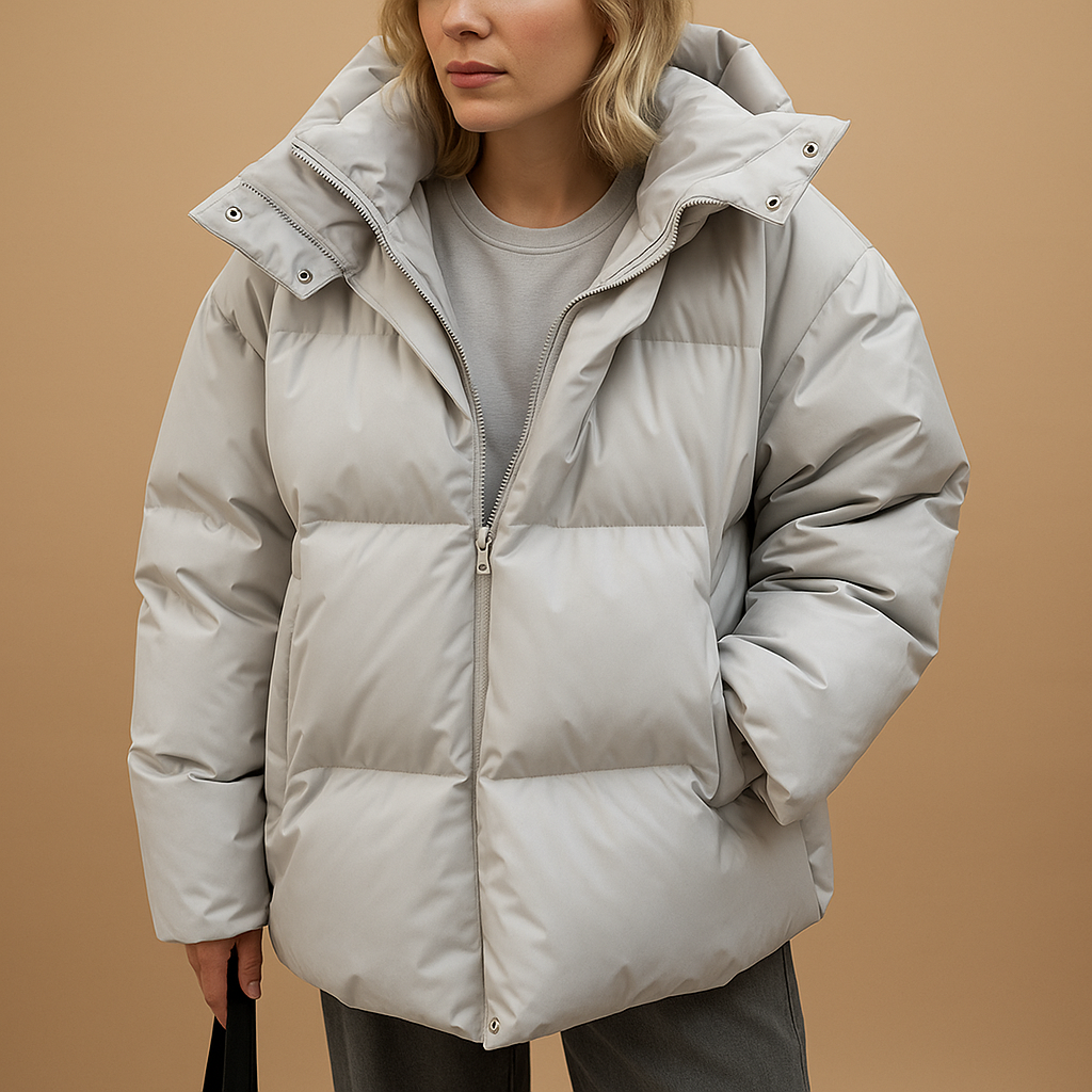 Women’s lightweight padded hooded jacket in wine red, light grey, green, black, or yellow with flattering fit, water-repellent fabric, and zip closure.