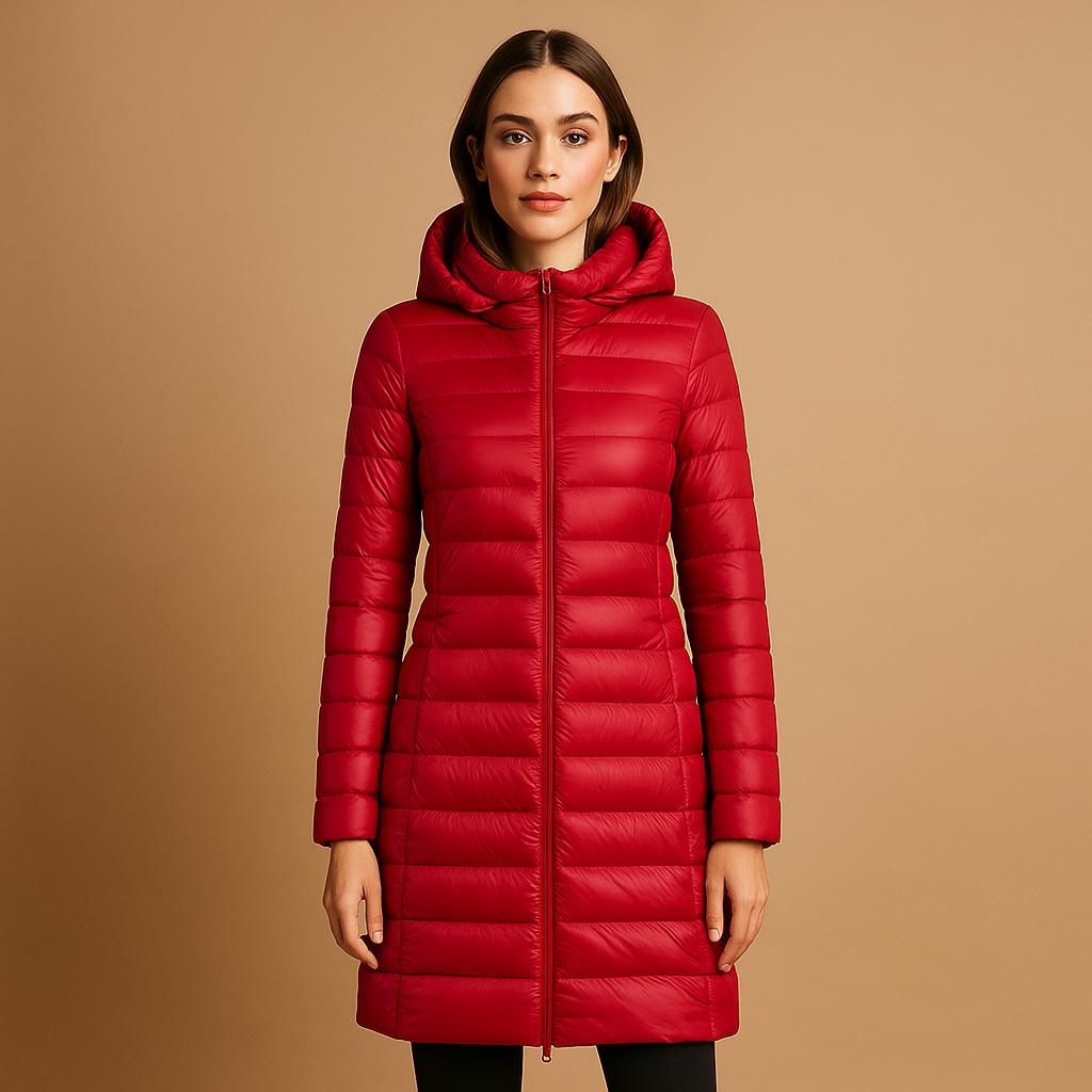 Women’s lightweight padded jacket with long sleeves, modern tailored cut, and seasonal color options. Ideal for work, city walks, and winter travel.