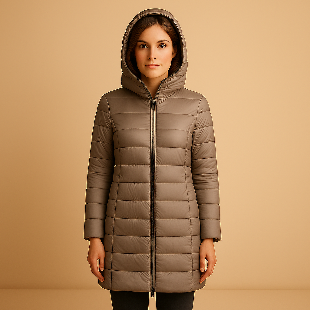 Women’s lightweight padded jacket with long sleeves, modern tailored cut, and seasonal color options. Ideal for work, city walks, and winter travel.