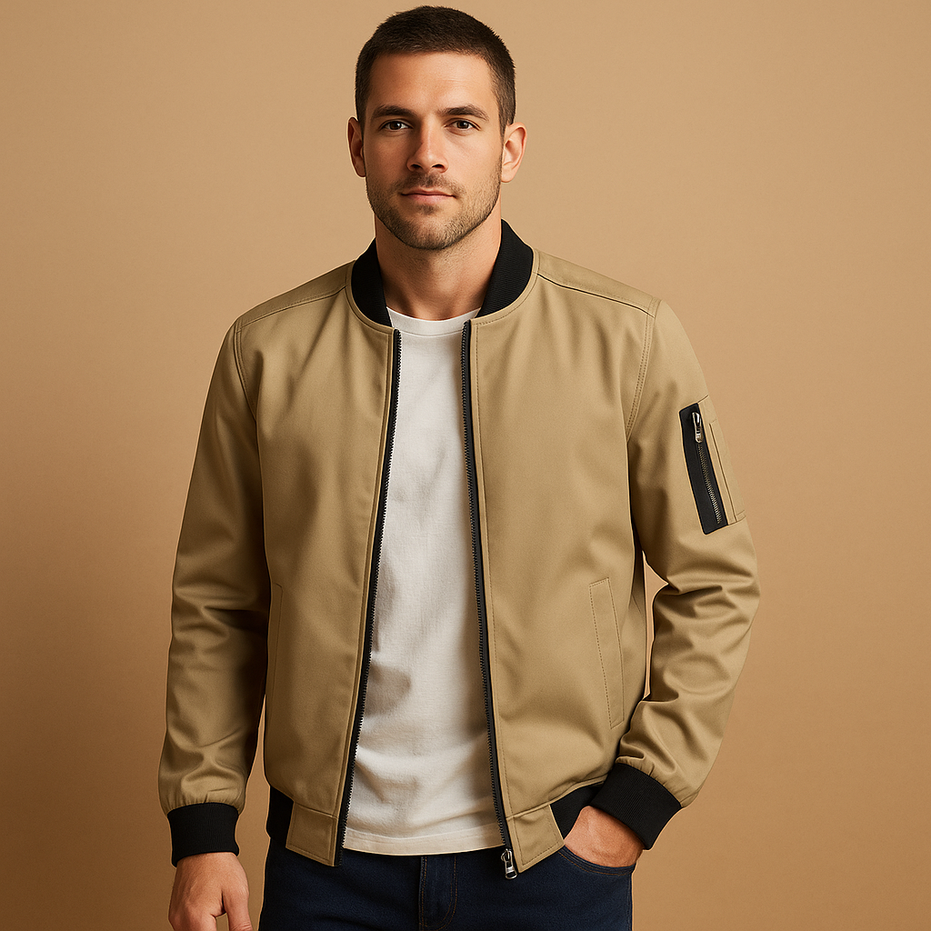 Men’s lightweight summer jacket with water-repellent finish and timeless silhouette, ideal for casual or formal outfits in transitional seasons.