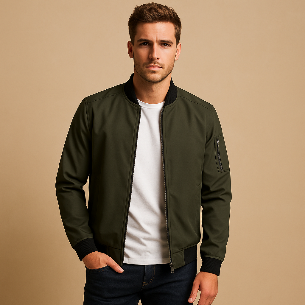 Men’s lightweight summer jacket with water-repellent finish and timeless silhouette, ideal for casual or formal outfits in transitional seasons.