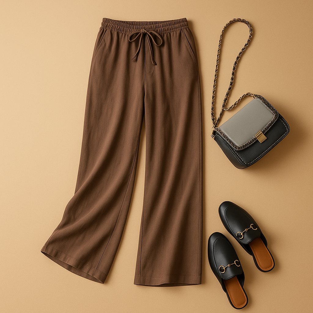 Women’s lightweight summer pants with elastic waistband and loose fit, ideal for casual days, beach outings, and warm weather.