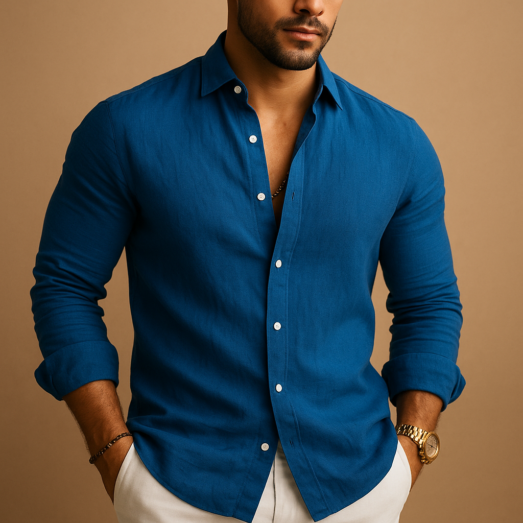 Men’s lightweight summer shirt with breathable fabric and classic fit, perfect for warm days, casual wear, and formal occasions.