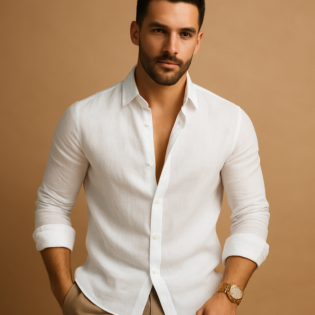 Men’s lightweight summer shirt with breathable fabric and classic fit, perfect for warm days, casual wear, and formal occasions.