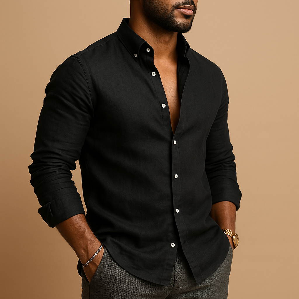 Men’s lightweight summer shirt with breathable fabric and classic fit, perfect for warm days, casual wear, and formal occasions.