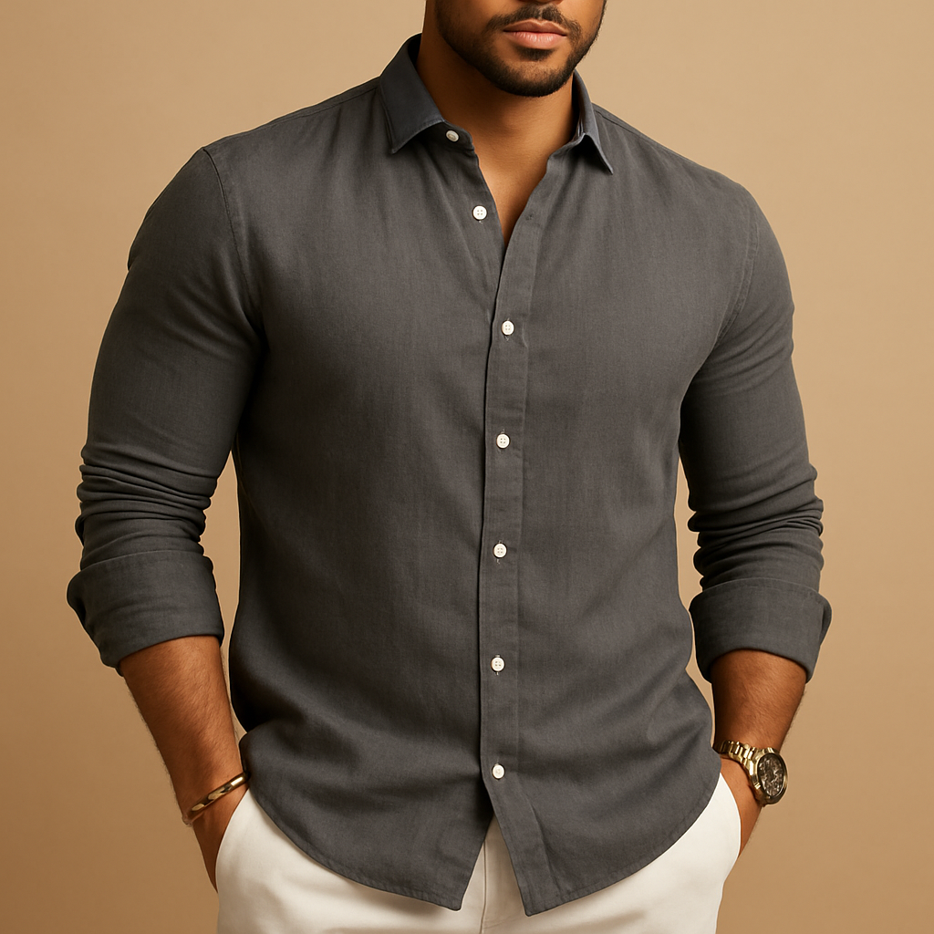 Men’s lightweight summer shirt with breathable fabric and classic fit, perfect for warm days, casual wear, and formal occasions.