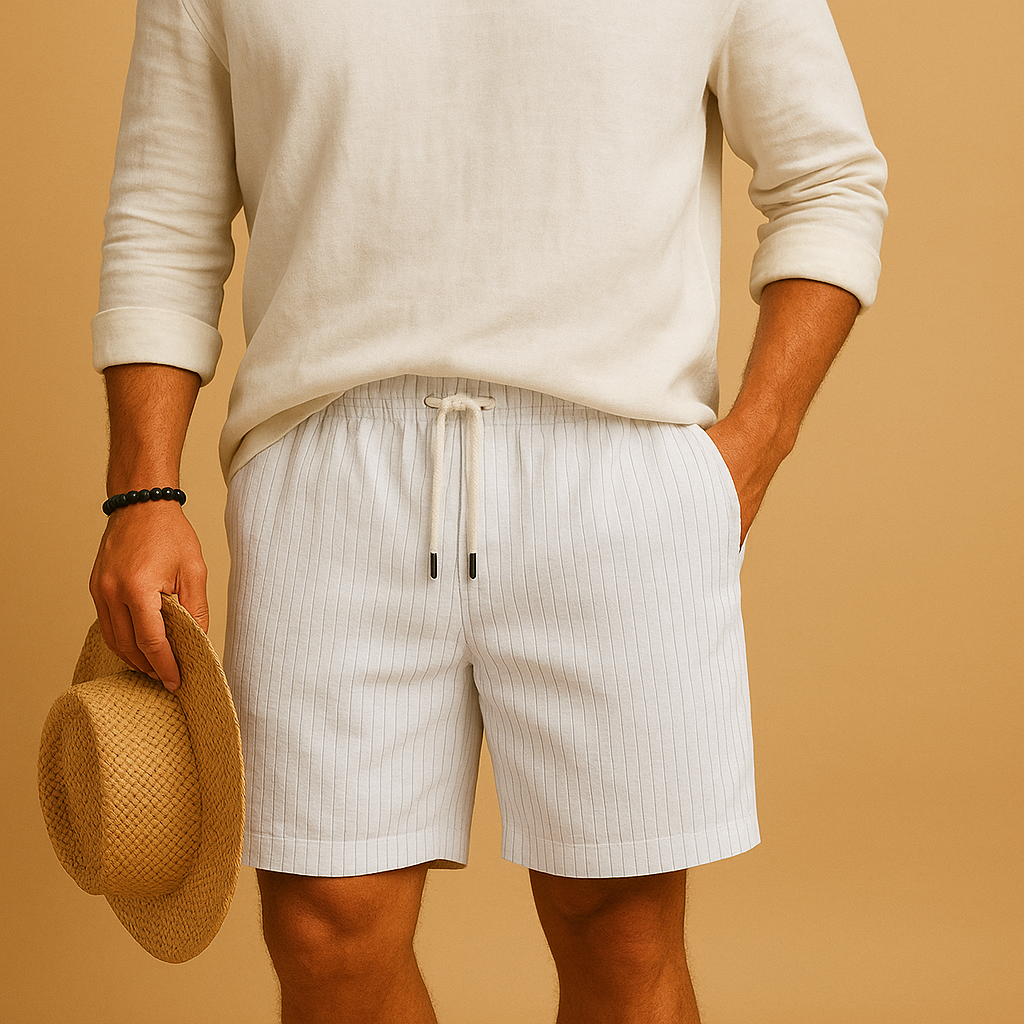 Men’s lightweight summer shorts with elastic waistband and drawstring, breathable fabric, and multiple color options. Perfect for casual wear or beach days.