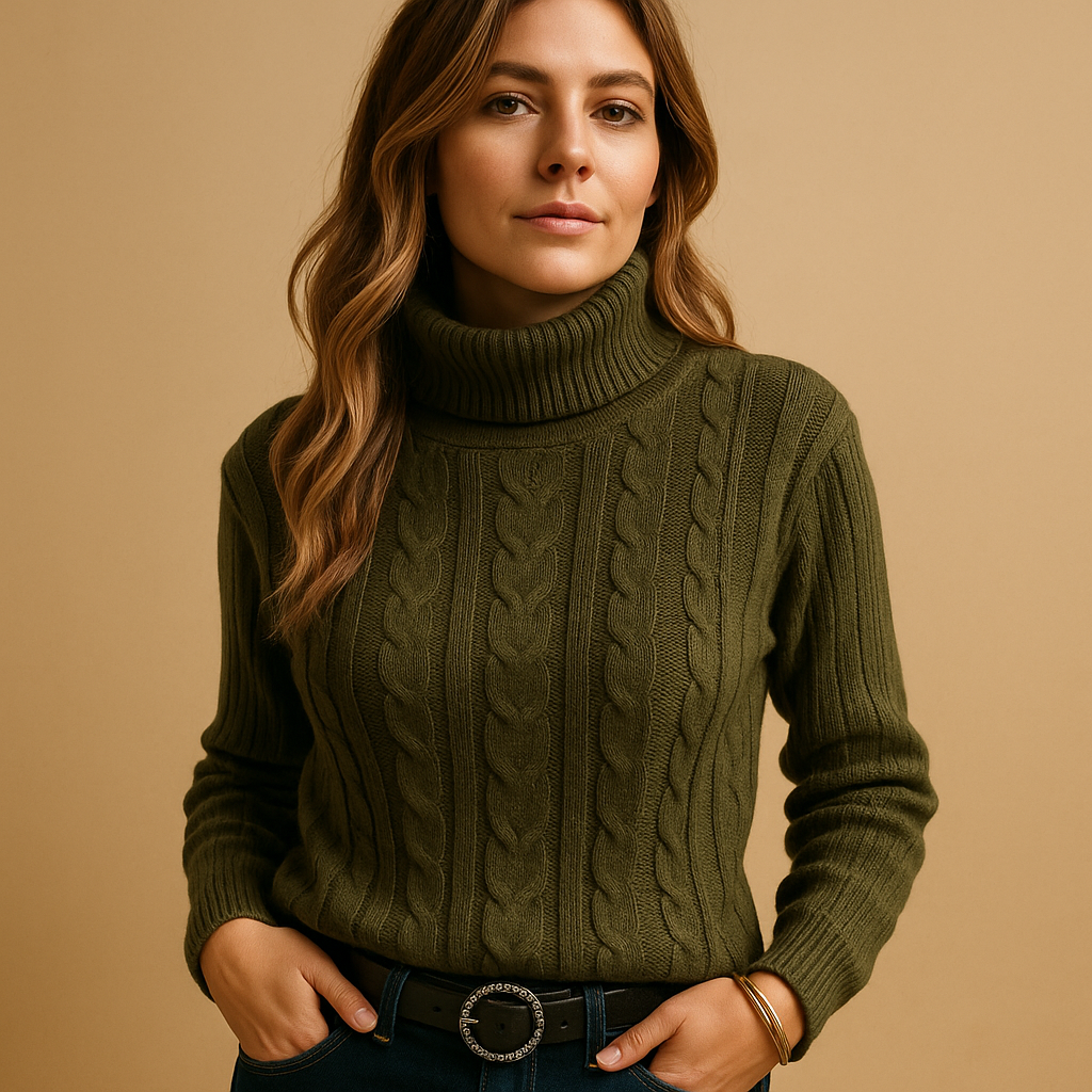 Women’s lightweight turtleneck sweater with minimalist design, relaxed fit, and breathable fabric. Perfect for casual, office, or everyday outfits.