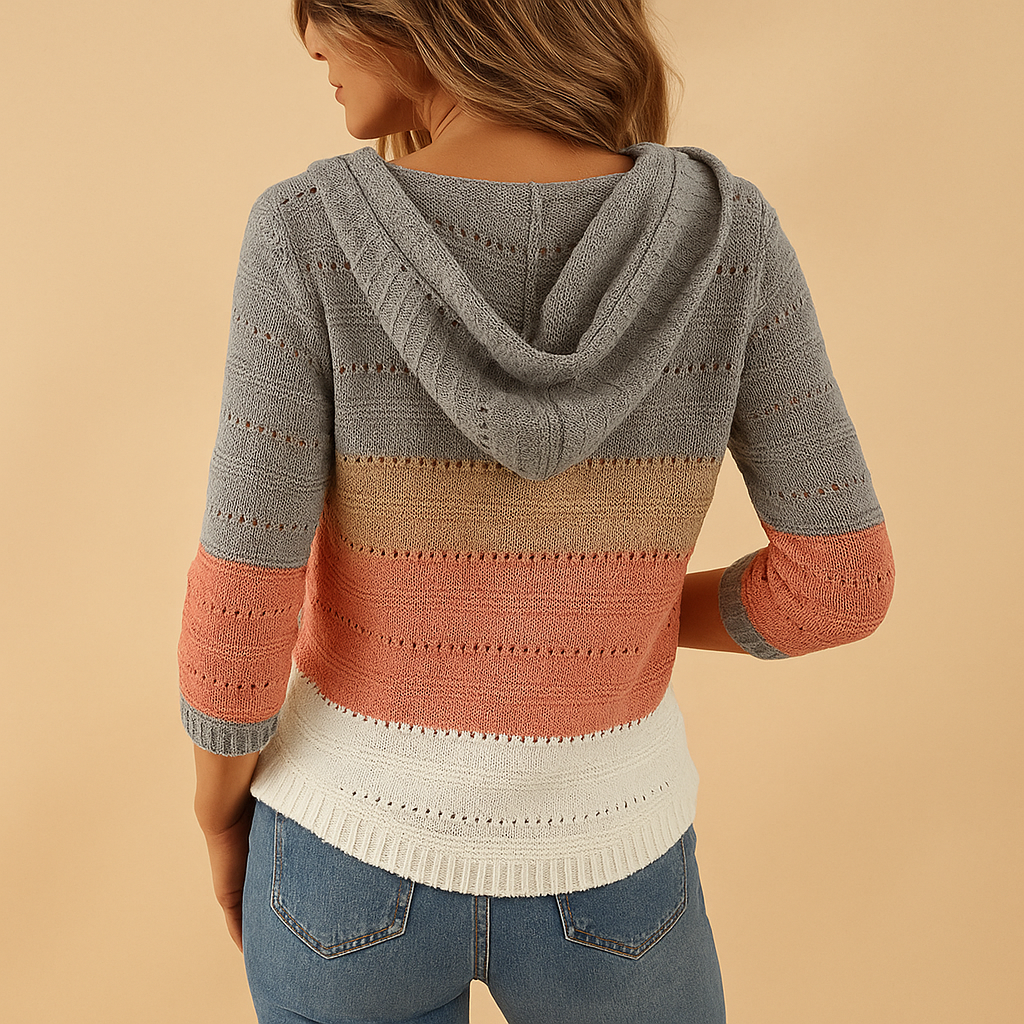 Women’s lightweight V-neck sweater with relaxed fit and open-knit detail, ideal for layering in spring, summer evenings, or autumn outfits.