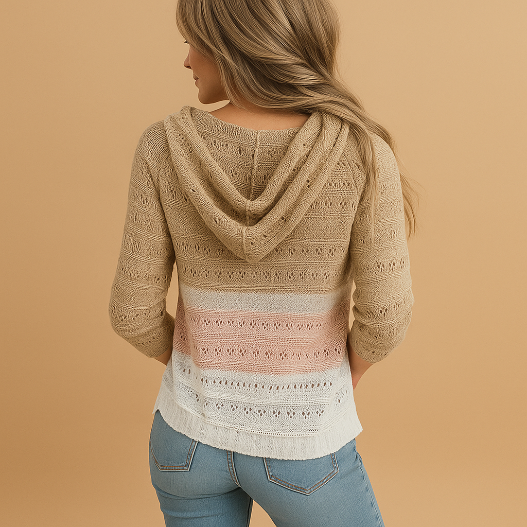 Women’s lightweight V-neck sweater with relaxed fit and open-knit detail, ideal for layering in spring, summer evenings, or autumn outfits.