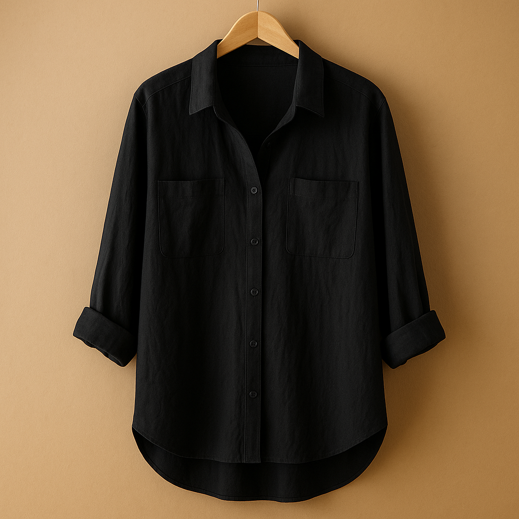 Women’s long sleeve airy blouse with relaxed fit in white, black, beige, gray, green, and blue — perfect for work, casual wear, and office days.