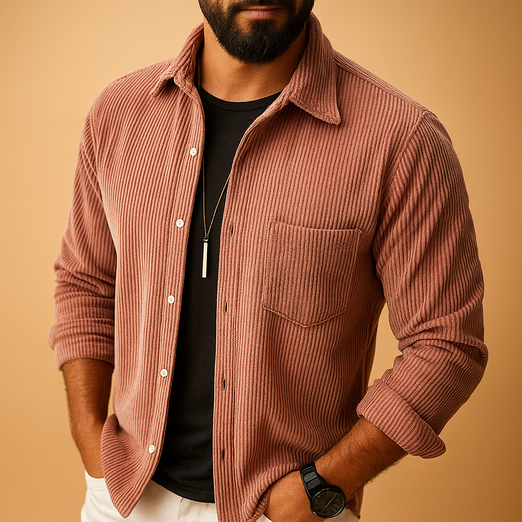 Men’s long sleeve shirt in solid colors with breathable lightweight fabric, perfect for casual, office, and formal wear.