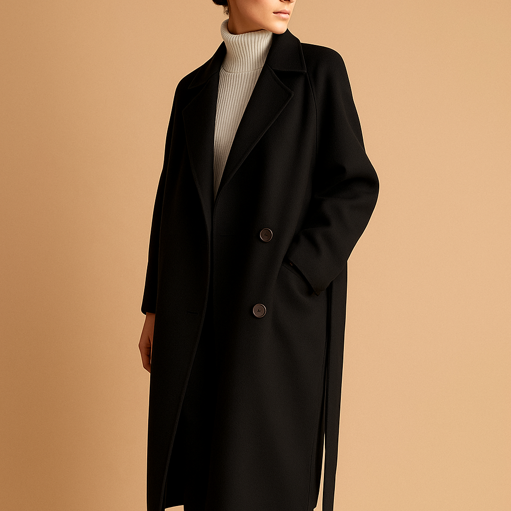 Women’s long winter coat with tailored silhouette, insulating fabric, and timeless design. Perfect for both formal outfits and casual winter looks.