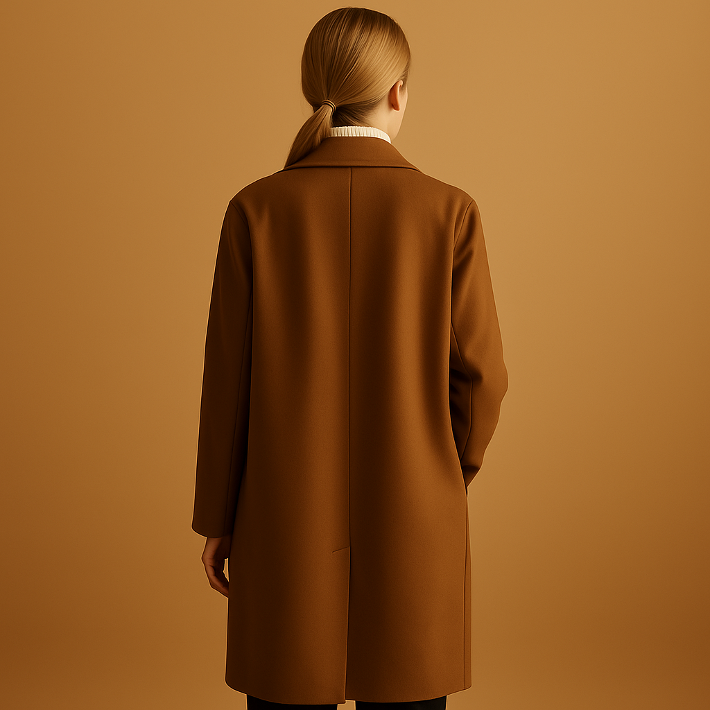 Women’s long winter coat with tailored silhouette, insulating fabric, and timeless design. Perfect for both formal outfits and casual winter looks.