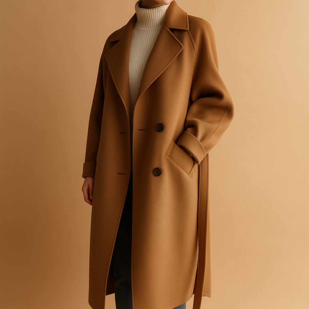 Women’s long winter coat with tailored silhouette, insulating fabric, and timeless design. Perfect for both formal outfits and casual winter looks.