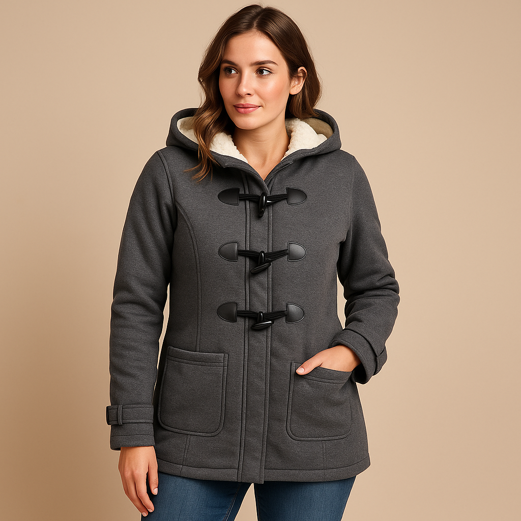 Women’s long winter coat with hood, wind-resistant design, and modern silhouette. Stylish and protective outerwear for cold days.