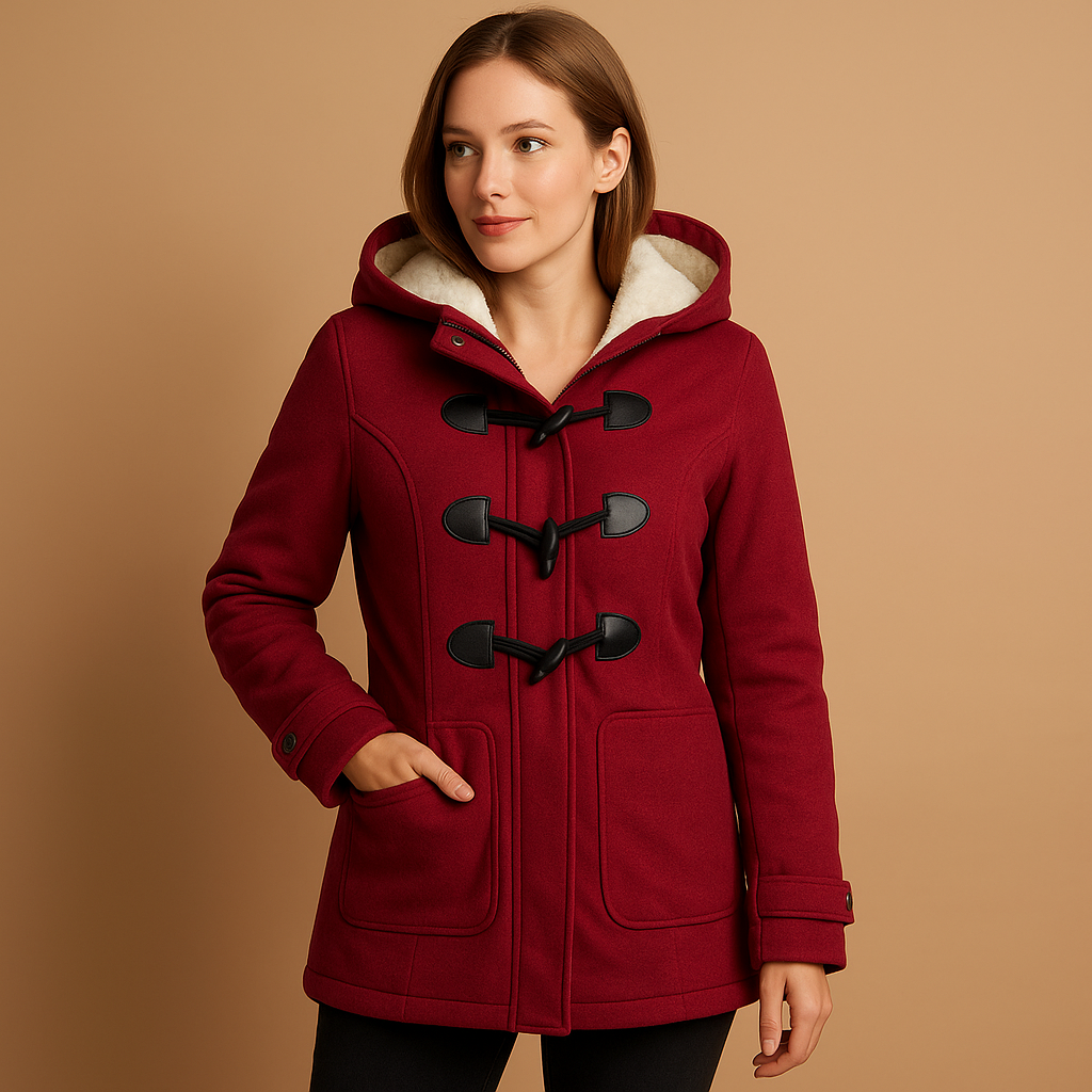 Women’s long winter coat with hood, wind-resistant design, and modern silhouette. Stylish and protective outerwear for cold days.