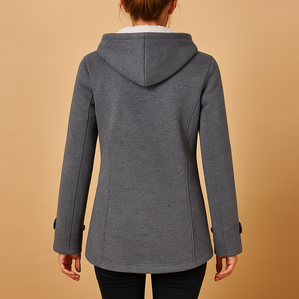 Women’s long winter coat with hood, wind-resistant design, and modern silhouette. Stylish and protective outerwear for cold days.