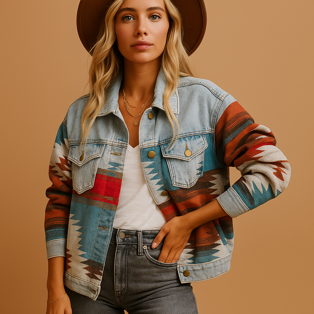 Loose cotton autumn jacket for women with relaxed fit and trendy design, available in versatile autumn shades, perfect for daily wear and layering.