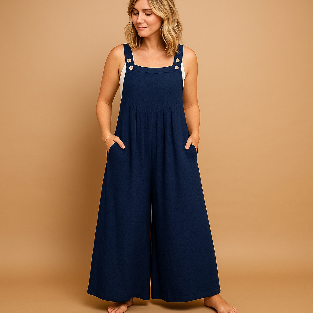 Women’s loose cotton overall with adjustable straps and breathable design. Available in multiple colors, ideal for summer outings, errands, or home wear.