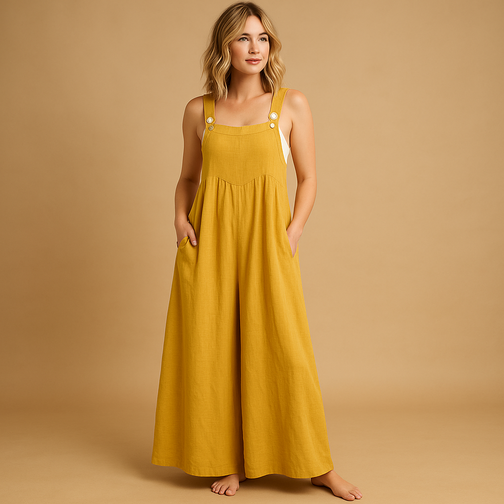 Women’s loose cotton overall with adjustable straps and breathable design. Available in multiple colors, ideal for summer outings, errands, or home wear.