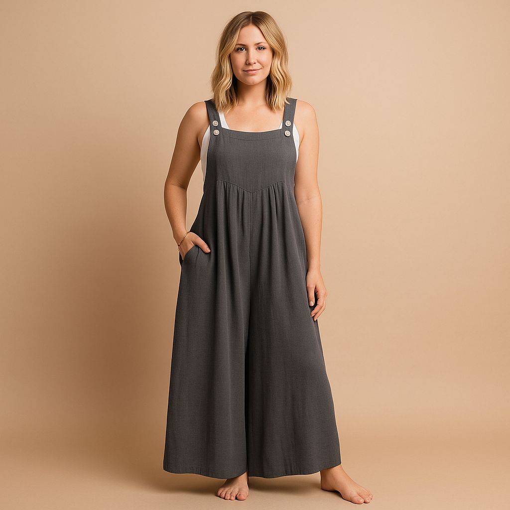 Women’s loose cotton overall with adjustable straps and breathable design. Available in multiple colors, ideal for summer outings, errands, or home wear.