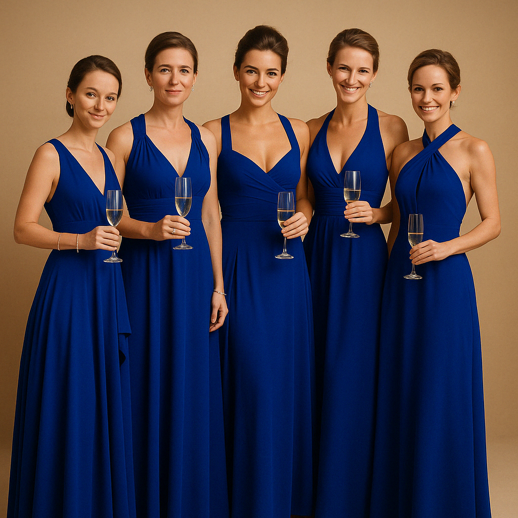 Elegant multiway wrap dress for women with pleated waist and long straps, offering 20+ styling options. Perfect for weddings, parties, and formal events.