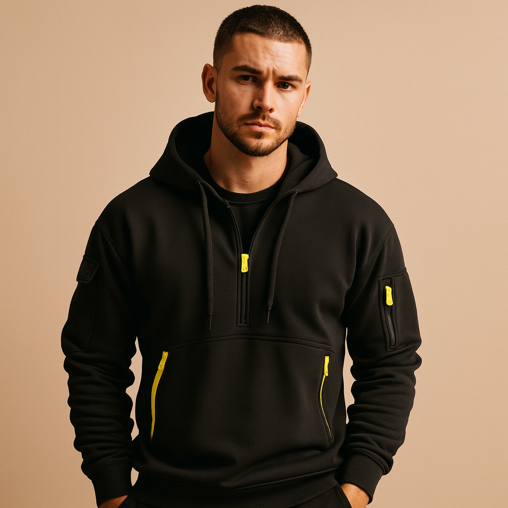Men’s oversized casual hoodie in a modern relaxed fit, shown in multiple colors and suitable for daily wear in colder seasons.