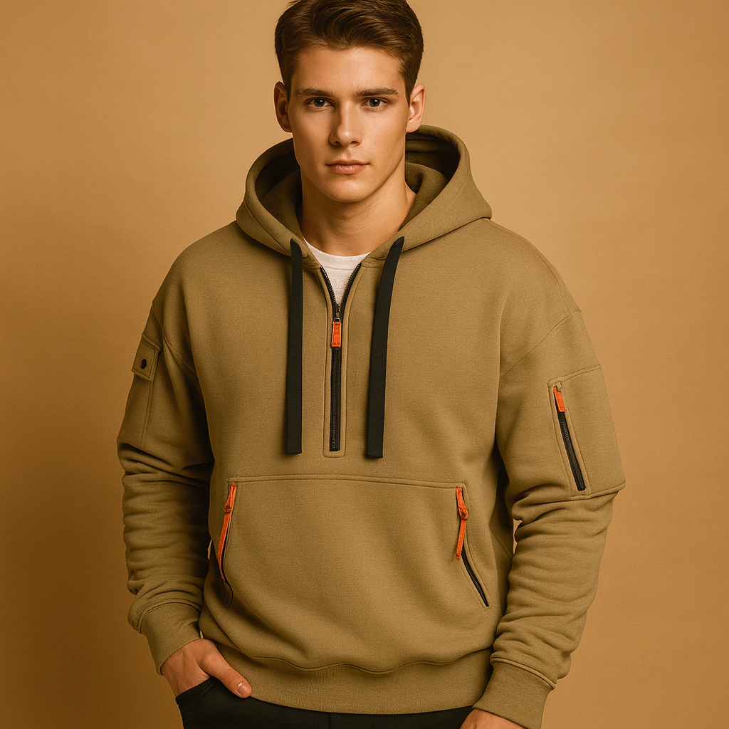 Men’s oversized casual hoodie in a modern relaxed fit, shown in multiple colors and suitable for daily wear in colder seasons.
