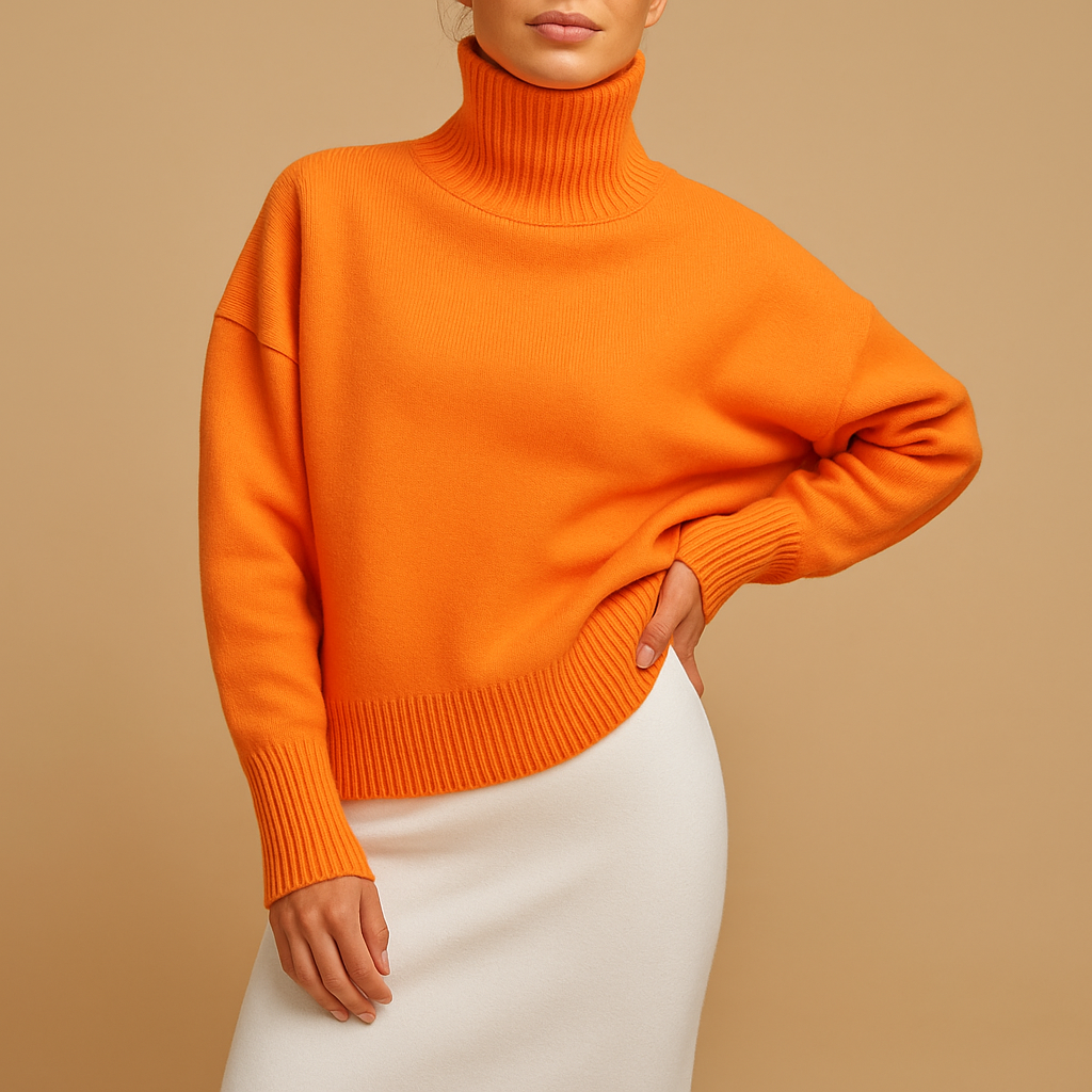 Women’s oversized turtleneck sweater with relaxed fit and elegant design, perfect for casual wear, home lounging, and seasonal layering.