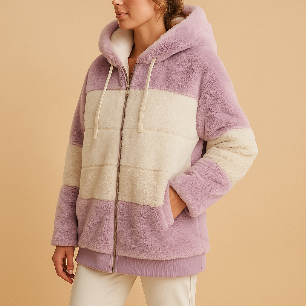 Women’s oversized vintage knit jacket with side pockets, available in six retro-inspired colors, perfect for casual outfits and cozy winter days.
