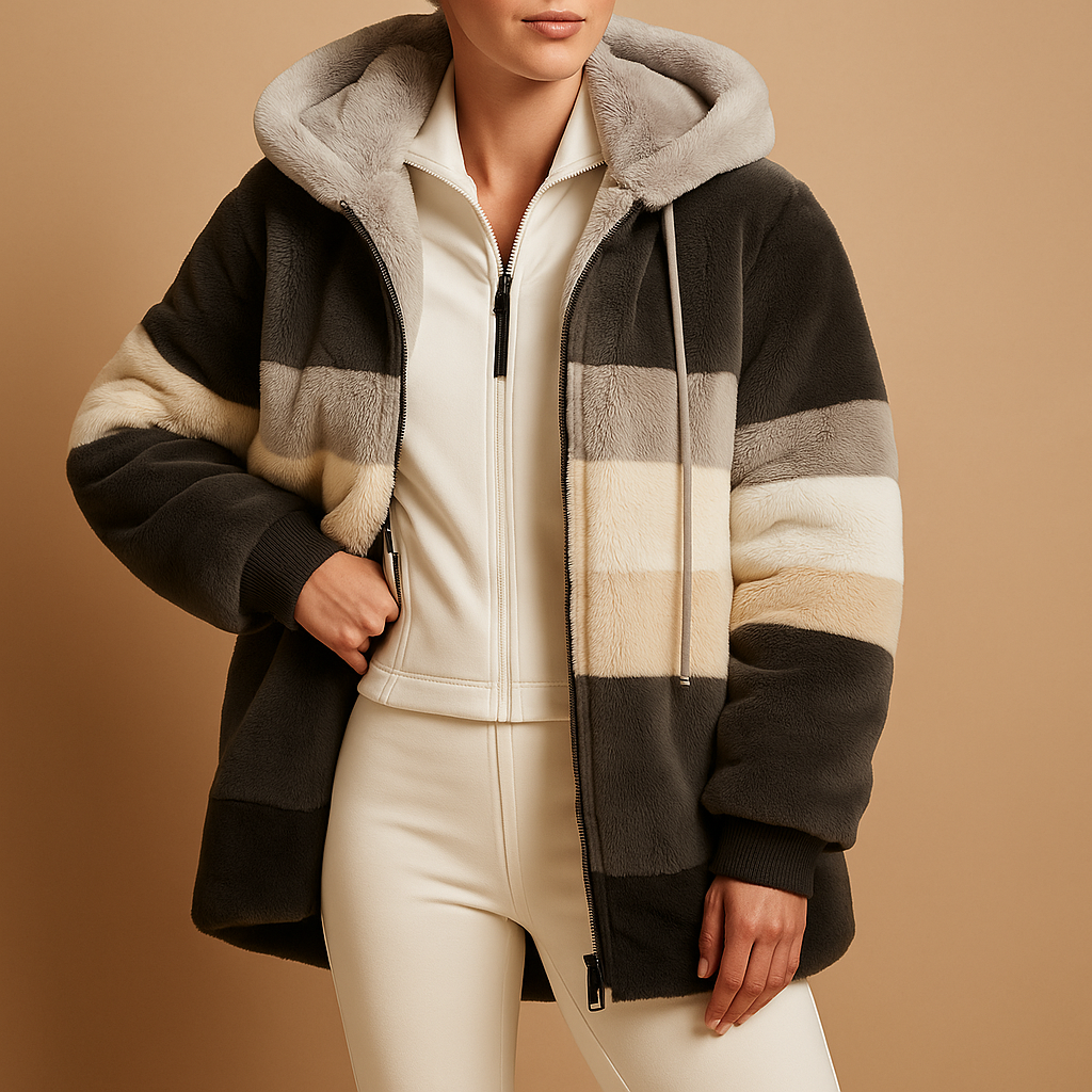 Women’s oversized vintage knit jacket with side pockets, available in six retro-inspired colors, perfect for casual outfits and cozy winter days.