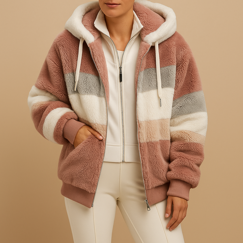 Women’s oversized vintage knit jacket with side pockets, available in six retro-inspired colors, perfect for casual outfits and cozy winter days.