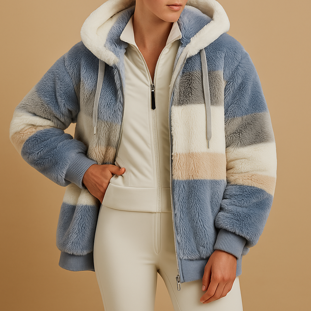 Women’s oversized vintage knit jacket with side pockets, available in six retro-inspired colors, perfect for casual outfits and cozy winter days.
