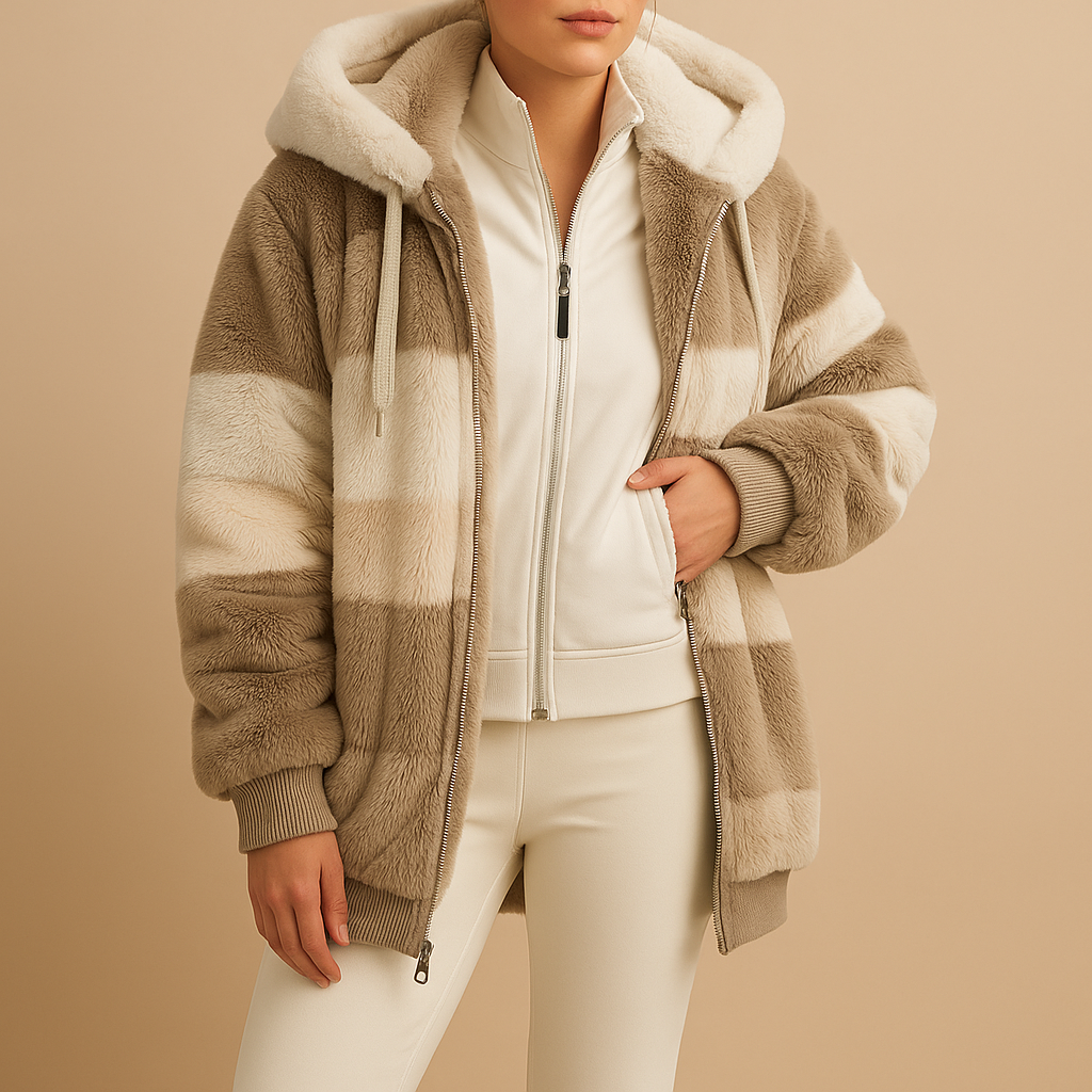 Women’s oversized vintage knitted jacket with loose fit, side pockets, and cozy texture. Ideal for casual outfits, winter comfort, or as a gift.