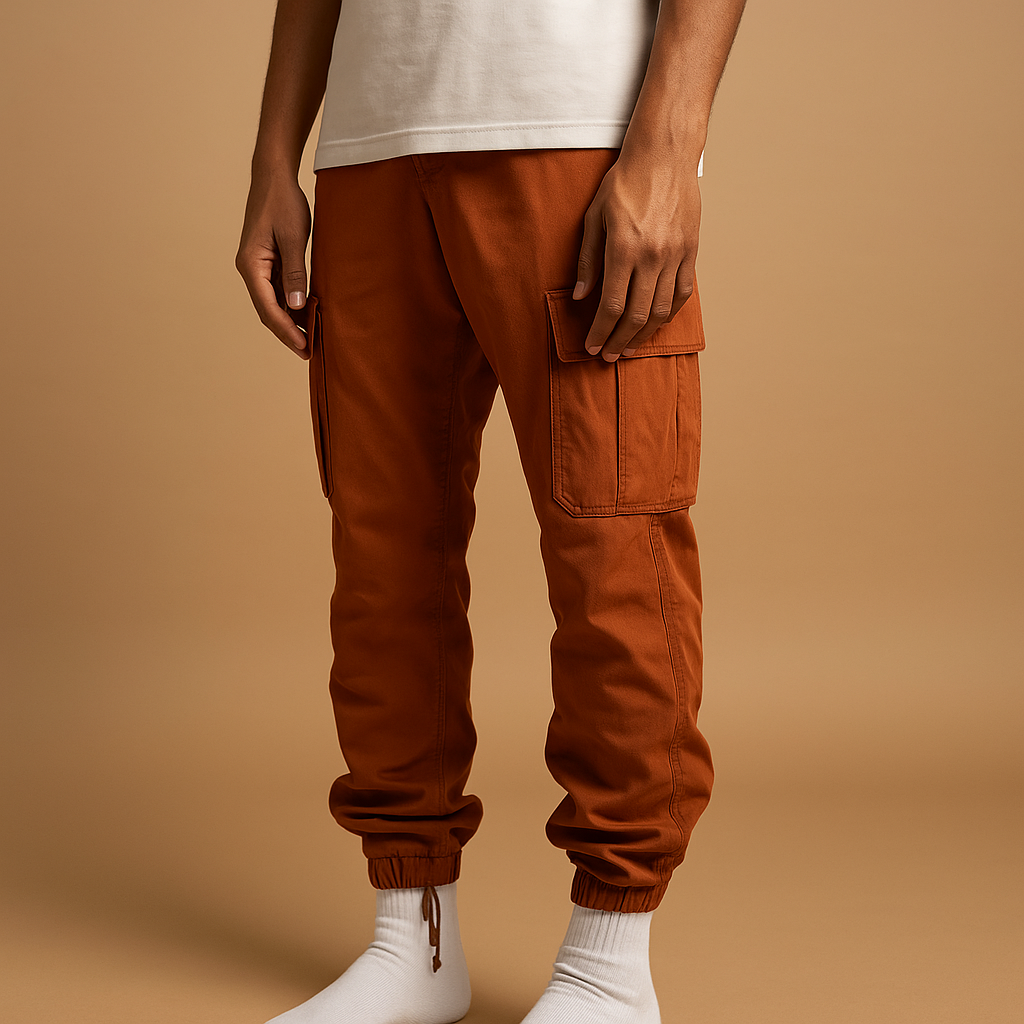 Men’s practical cargo pants with regular fit and multiple pockets, made from durable cotton blend for comfort, work, and leisure.