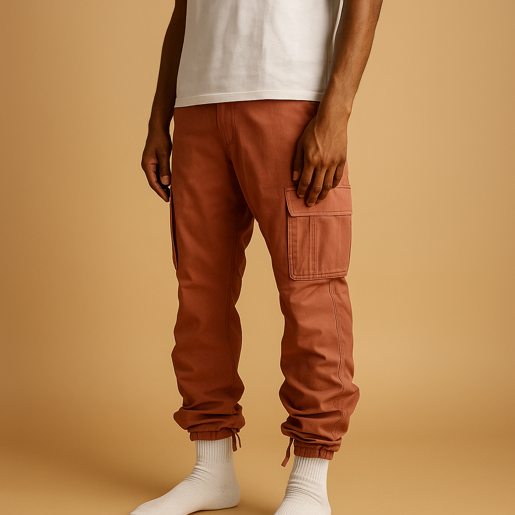 Men’s practical cargo pants with regular fit and multiple pockets, made from durable cotton blend for comfort, work, and leisure.